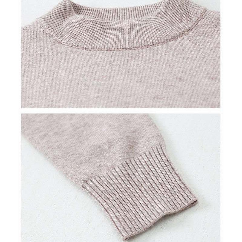 Cashmere Sweater Autumn and Winter Half Turtleneck Bottoming Sweater Women's Wool Sweater Loose Short Knitted Sweater Pullover