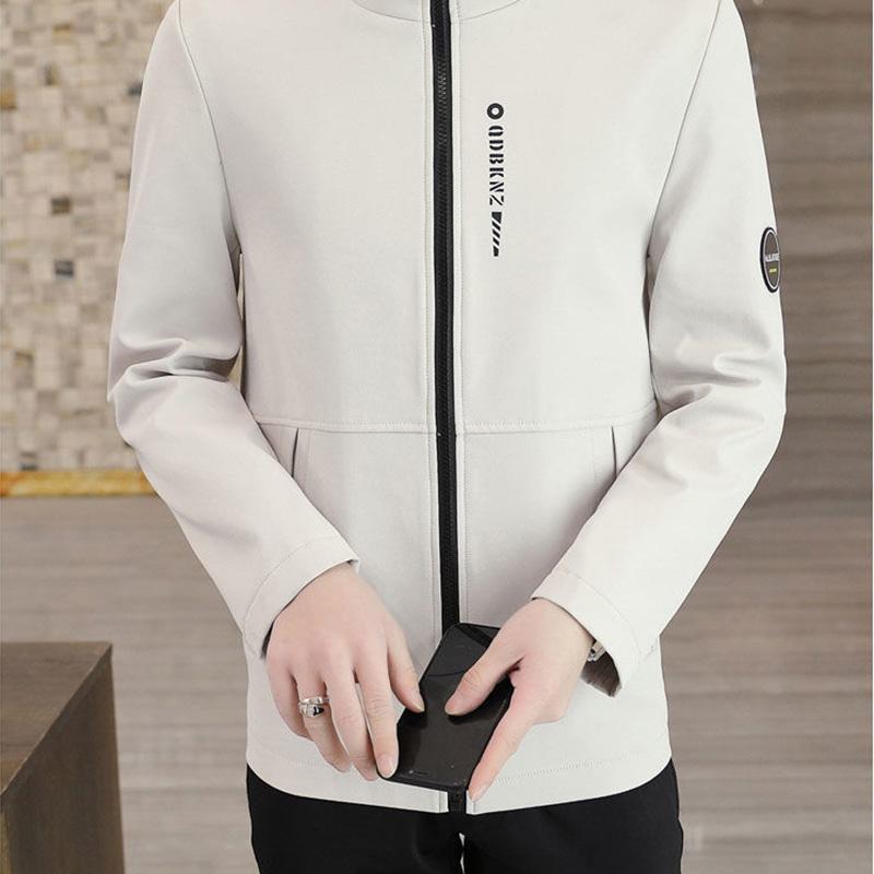 Spring and Autumn New Men's Jacket Coat Middle-aged and Young Casual Stand Collar Gown Top Korean Slim Trend Workwear