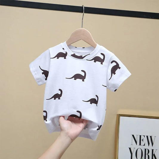 Kids Boys Short Sleeve T-shirts Tops Clothes 2-8Y Baby Boy Print Tees Children Clothing Kid Cotton