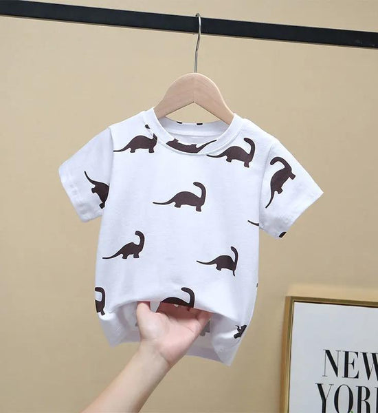 Kids Boys Short Sleeve T-shirts Tops Clothes 2-8Y Baby Boy Print Tees Children Clothing Kid Cotton