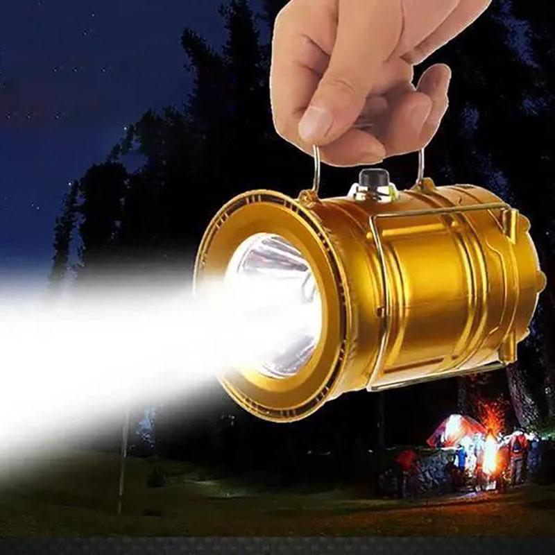 4 In 1 Rechargeable Solar LED Light Camping Light Portable Outdoor Survival Tent Light Retractable Hand Light Searchlight (Can Charge The Phone)