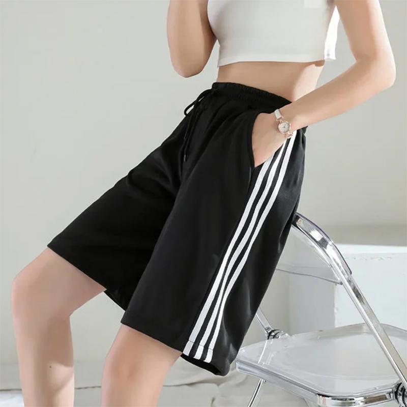 Casual Sports Shorts Women's Summer High-waisted Wide-leg Five-point Pants Ladies Loose and Thin Sweatpants Fitness Jogging Pants Running Shorts