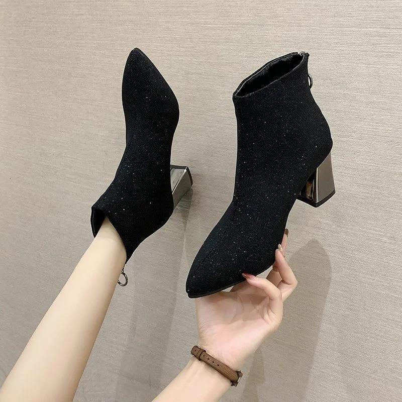 Women's Mid-heel Leather Ankle Boots Chunky Heel Fashion Martin Boots All-match Plus Size Ladies Leather Boots