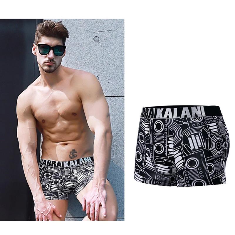 3 PCS Men's Underwear Modal Ice Silk Antibacterial Boxer Shorts Men's Underwear Boxer Briefs Men's Side Seamless Breathable Patterned Underpants