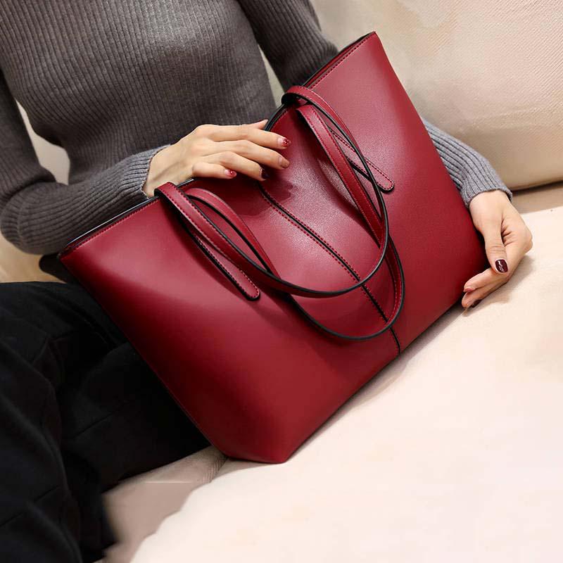 All-match Four Seasons Large-capacity Tote Bag Soft Leather Fashionable Mother Bag Korean Style Single Shoulder Bag