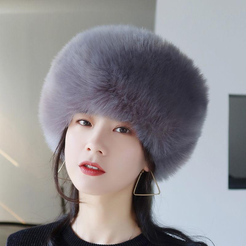 Winter Hollow Top Hat Fur Thickened Imitation Fox Fur Hat Ring Protection Cold Warm Hat for Women