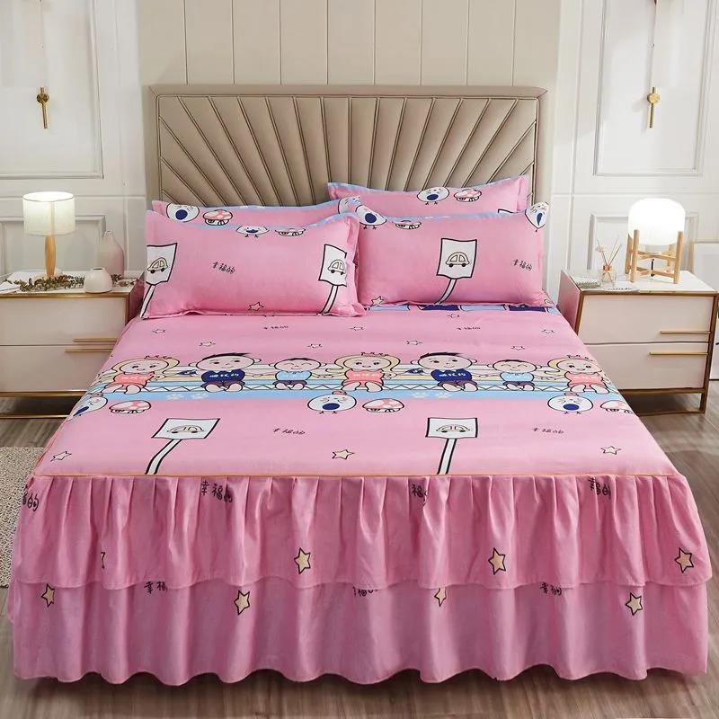 1 Piece Set of Protective Mattress Cover Fitted with Non-slip Protection Printed Bed Sheet