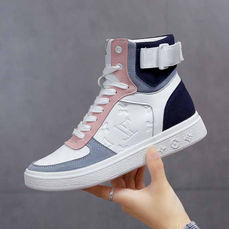 Plus Size 35-40 Summer Women Leather High-top Sneakers Students Breathable Running Basketball Shoes Shockproof Non-slip Skate Shoes