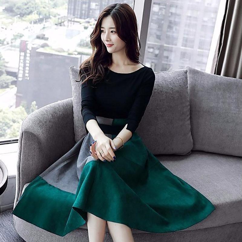 Spring Fashion Slim Slimming One-shoulder Long-sleeved Shirt Suede Skirt Fashionable Two-piece Suit