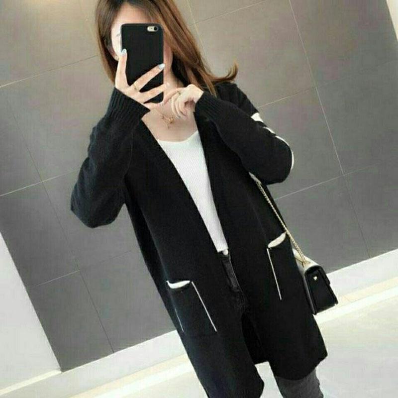 Spring and Autumn Loose Casual Sweater Mid-length Knitted Outer Wear Top Fashion All-match Female Jacket