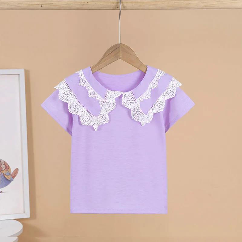 Girls' T-shirts Short-sleeved T-shirts Tops Children's Ruffled Clothes Children's Birthday Party Clothes