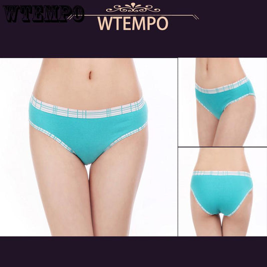 WTEMPO 6 Pcs/Lot Brand Cotton Solid Color Soft Panties For Women Briefs Underwear Lingerie Intimates