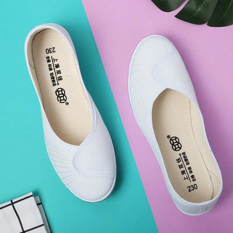 Nurse Shoes Canvas Shoes Summer Women's Low-top White Wedges Soft-soled Work Shoes Mother Shoes