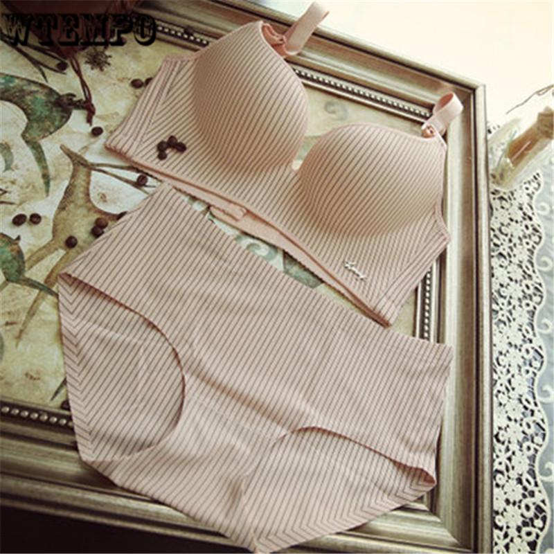 Striped Lingerie Sets  Underwear Set Women Cotton Comfortable Brassiere Black Push Up Bras