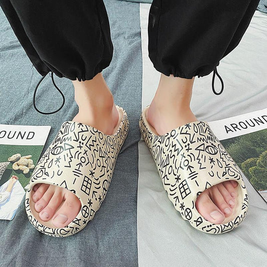 Fashion Net Red Slippers Men  Thick Bottom Increased Flip Flop Men's Coconut Slippers