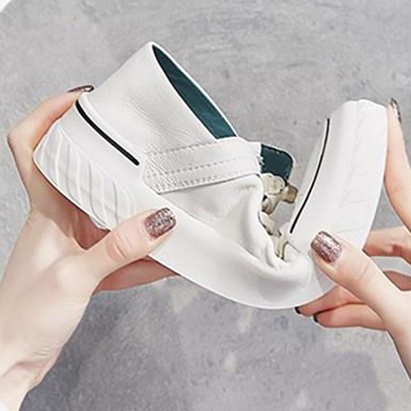 Soft Leather Two-wear White Shoes Women's Spring and Summer Flat Casual Lazy Shoes and Pedal Shoes