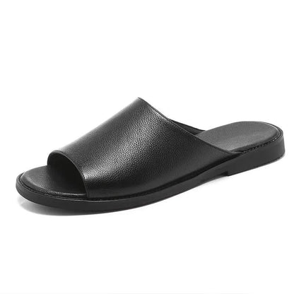 Men Can Wear Slippers Summer One-word Sandals and Slippers Leather Sandals Non-slip Beach Shoes Leisure Walking Shoes