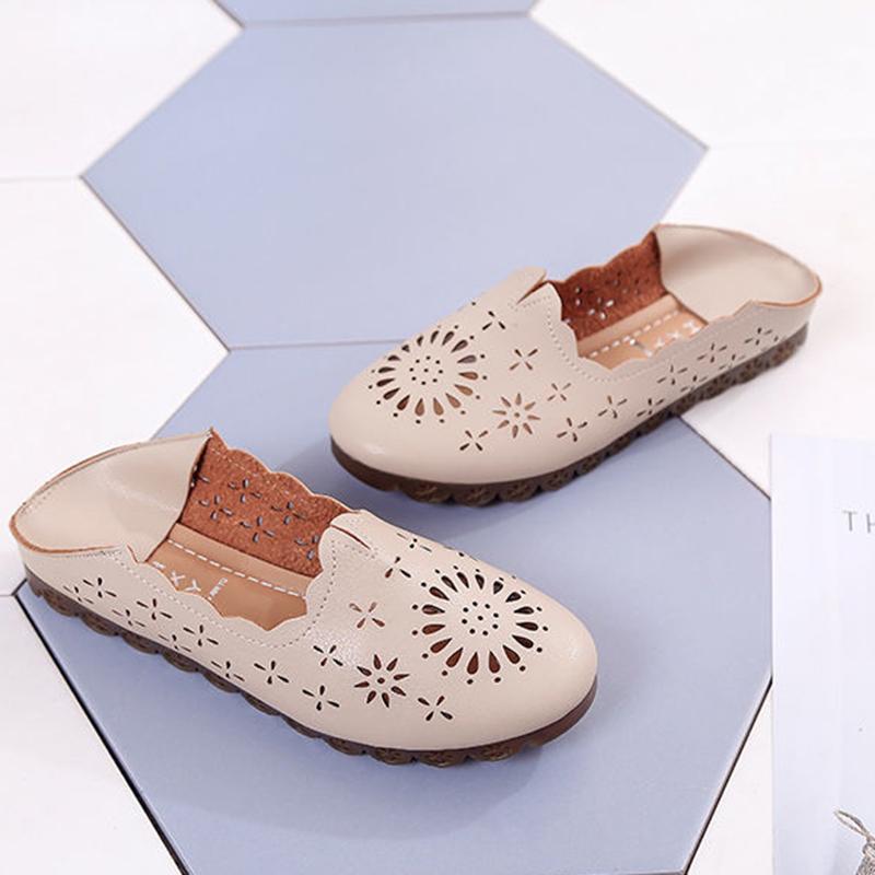 Summer Two-wear Flat Shoes Women's Loafers All-match Hollow Shoes Korean Bow Shoes