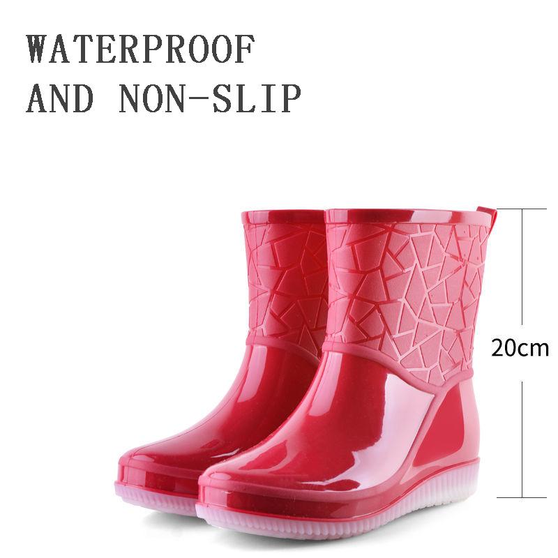 Fashion Ladies Rain Boots Adult Mid-low Rain Boots Non-slip Wear-resistant Wild Thick Water Boots Working Women Overshoes