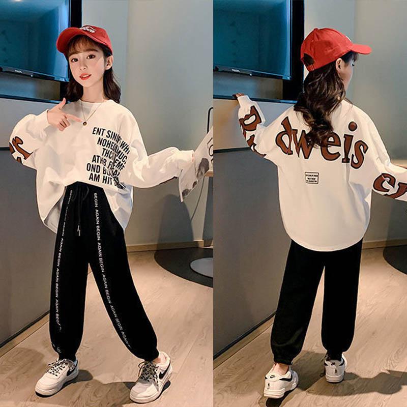 Cotton Soft Comfortable and Breathable Skin-friendly Girls Spring and Autumn Suits Korean Version Loose Sports Children's Two-piece Suit