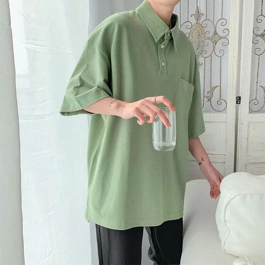 Men's Short-sleeved T-shirt Summer New Fake Two-piece    Shirt Trendy Casual Loose All-match Clothes