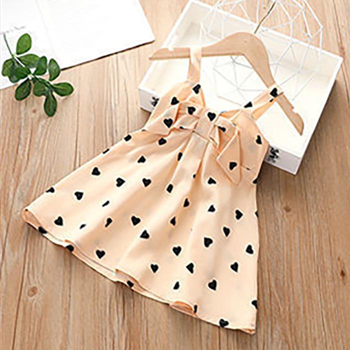 Summer Baby Girls Sling Dresses Children's Clothing Girls Sweet Lovely Polka Dot Bow Sleeveless Vest Dress