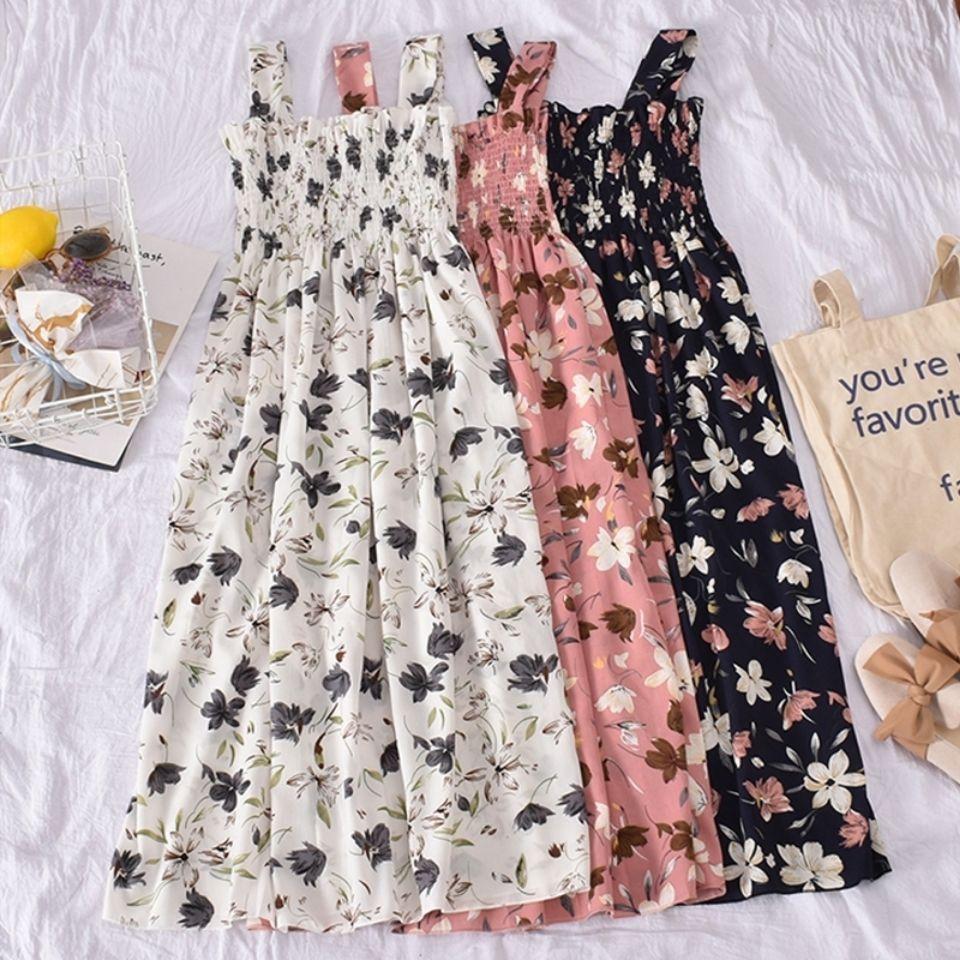 Women Summer Halter Dress Vintage High Waist Backles Holiday Long Dress Elegant Slim Floral Print Sleeveless Casual Dress