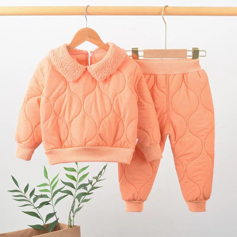 Children's Cotton Suit Autumn and Winter Children's Fashion Children's Clothing Men and Women Baby Quilted Two-piece Suit