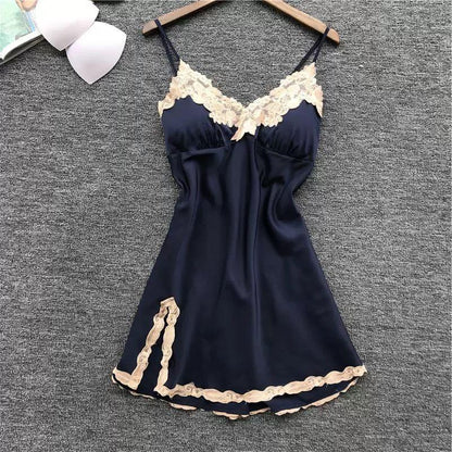 Female Vintage High Waist Super Fairy Nightdress Summer Elegant Slim Soft Sleeping Lace Dress