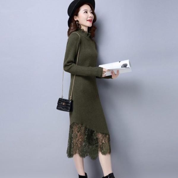 Medium and Long Section High Collar Sweater Winter Knitting Sweaters Skirt Large Size Sweater Woman