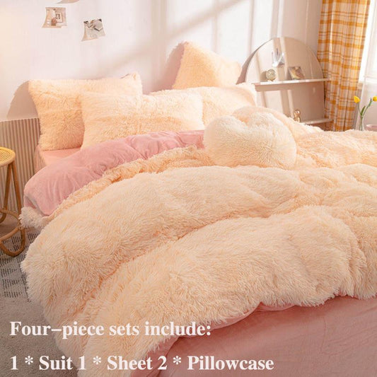 Thickening Warm Crystal Velvet Four Sets of Winter Bedding Sweet Princess Windbed List