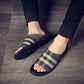 Men Can Wear Slippers Summer One-word Sandals and Slippers Leather Sandals Non-slip Beach Shoes Leisure Walking Shoes