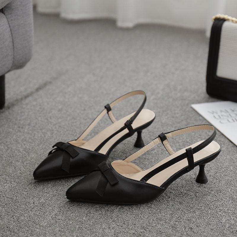 Plus Size 34-40 Women Heels Outdoor Office Lady Bow Pointed Stiletto Sandals