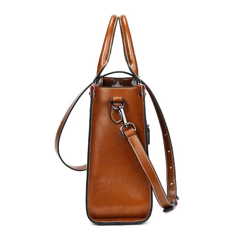 Personality European Style Crossbody Bag High Quality Genuine Leather Women Bags Luxury Top-Handle Bags Large Capacity