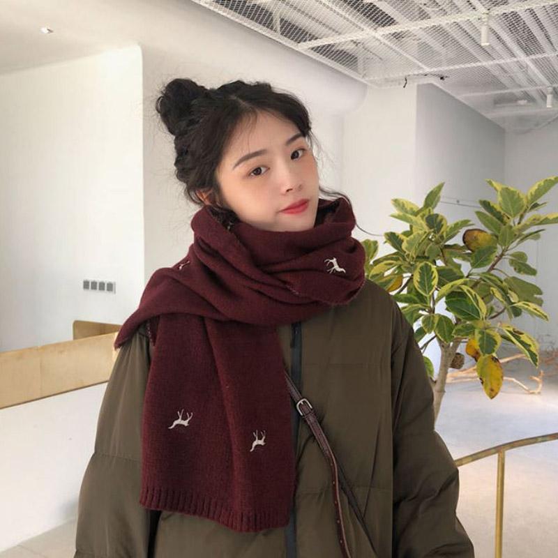 Winter Imitation Cashmere Scarf Fashion Embroidery Ladies Scarf Thick Warm Long Scarf Shawl Christmas Gift