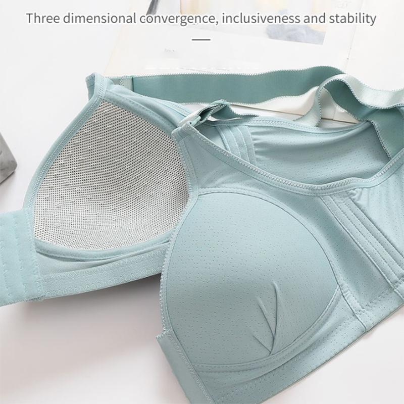 Women's Underwear Gathered Anti-sagging Large Size Front Buttoned Bra  Thin No Steel Ring Breathable and Soft