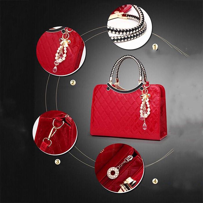 Patent Leather Handbag Tote Bag Shoulder Bags Handbags PU Leather Tassel Shoulder Messenger Bag