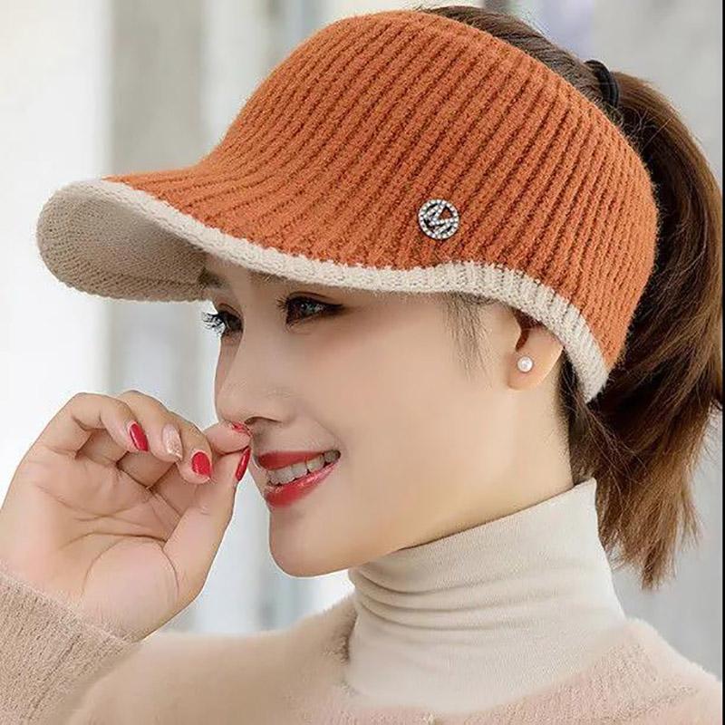 Hat Women Korean Fashion All-match Women's Empty Top Woolen Cap Knitted Warm Winter Duck Tongue Hat