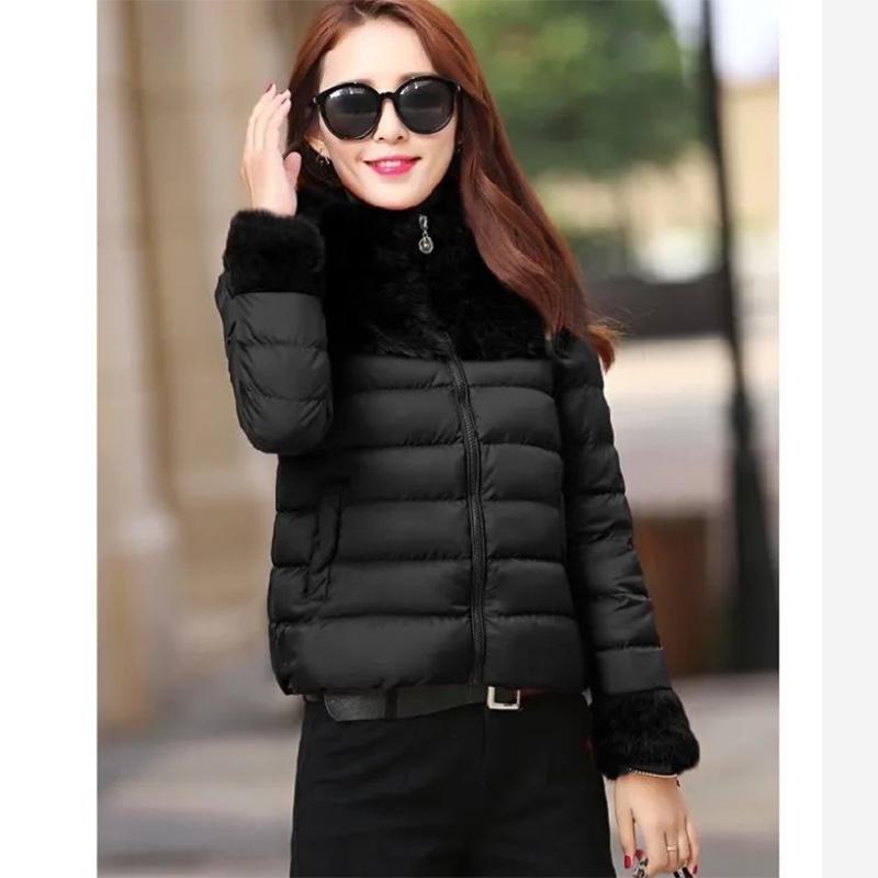 Women's Rabbit Fur Down Padded Jacket Short Cotton Down Jacket Winter All-match Warm Jacket Small Padded Jacket Women