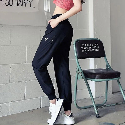 Women's High Waist Sports Pants Loose and Slim Fitness Pants Casual Running Pants Drawstring Pants Drape Yoga Pants Outer Wear Dance Pants