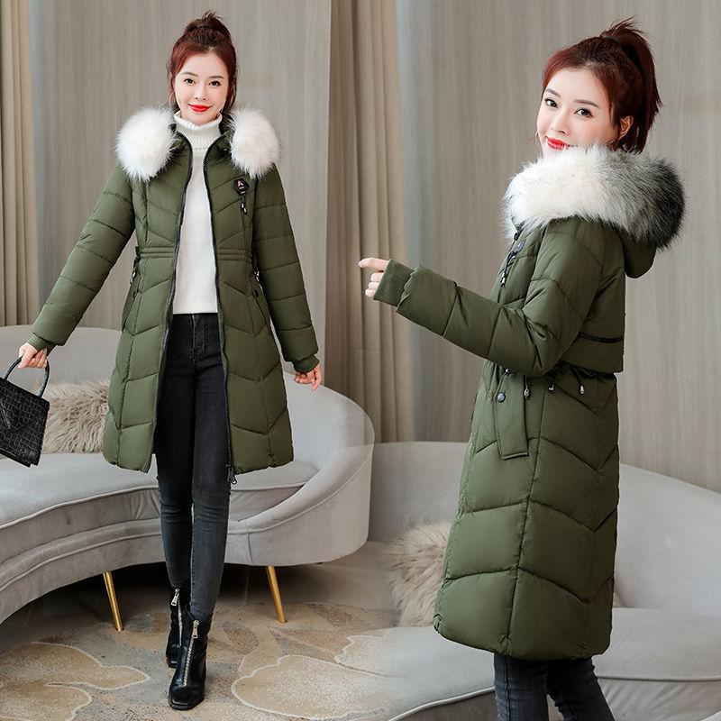 Large Fur Collar Women's Fashion Trend Cotton-padded Jacket Over The Knee Mid-length Women's Slim Slimming Warm Plus Size Winter Jacket