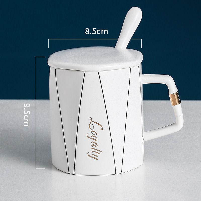 Water Cup Ceramic Mug with Lid Spoon Ins Wind Male and Female Students Home Creative Breakfast Coffee Cup Large Capacity