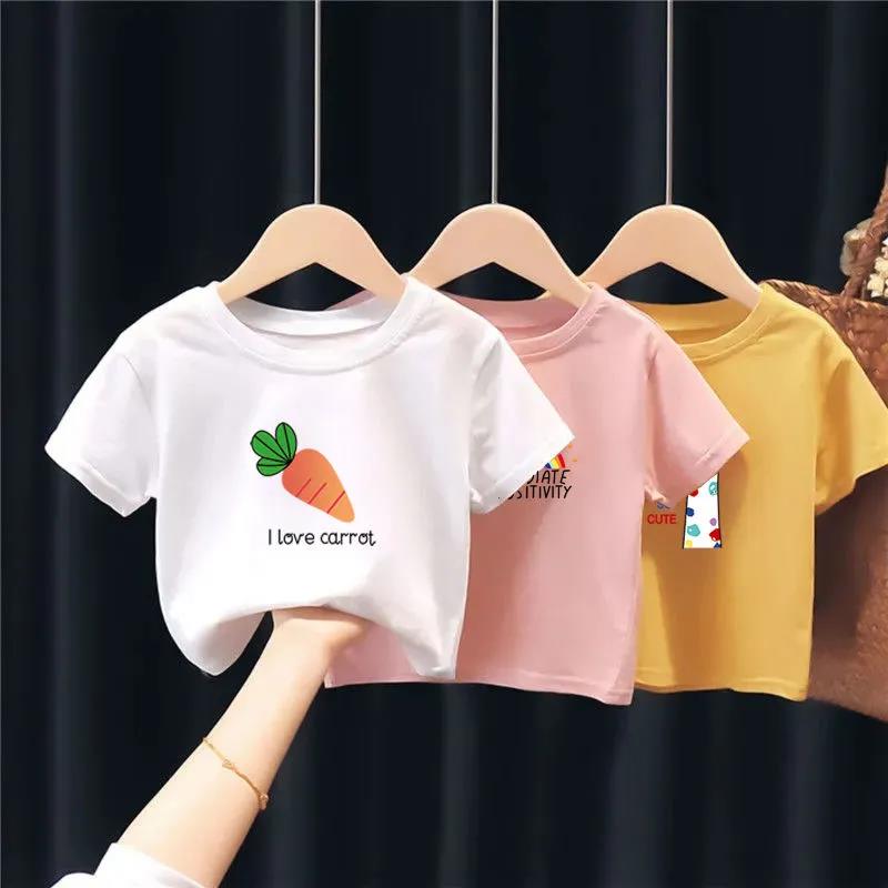 Summer Kids Cute Printing T Shirts Short Sleeve Tops Korean Style O-neck Loose T Shirts For Children Girls Boys