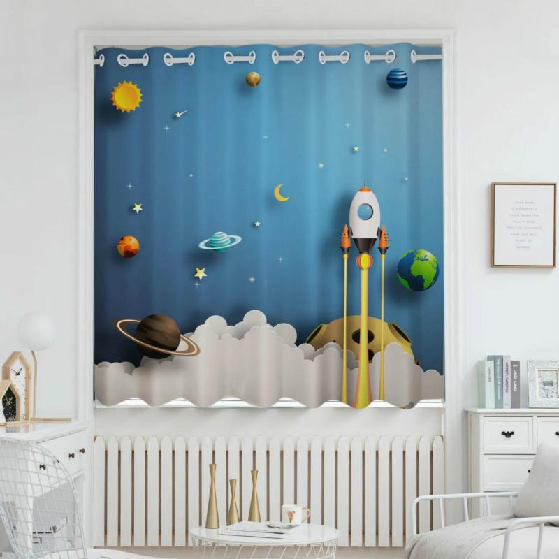 Blackout Curtains Bedroom Home Boys Children's Room Bay Window Thickening Door Curtain Small Window Curtain + Curtain Rod