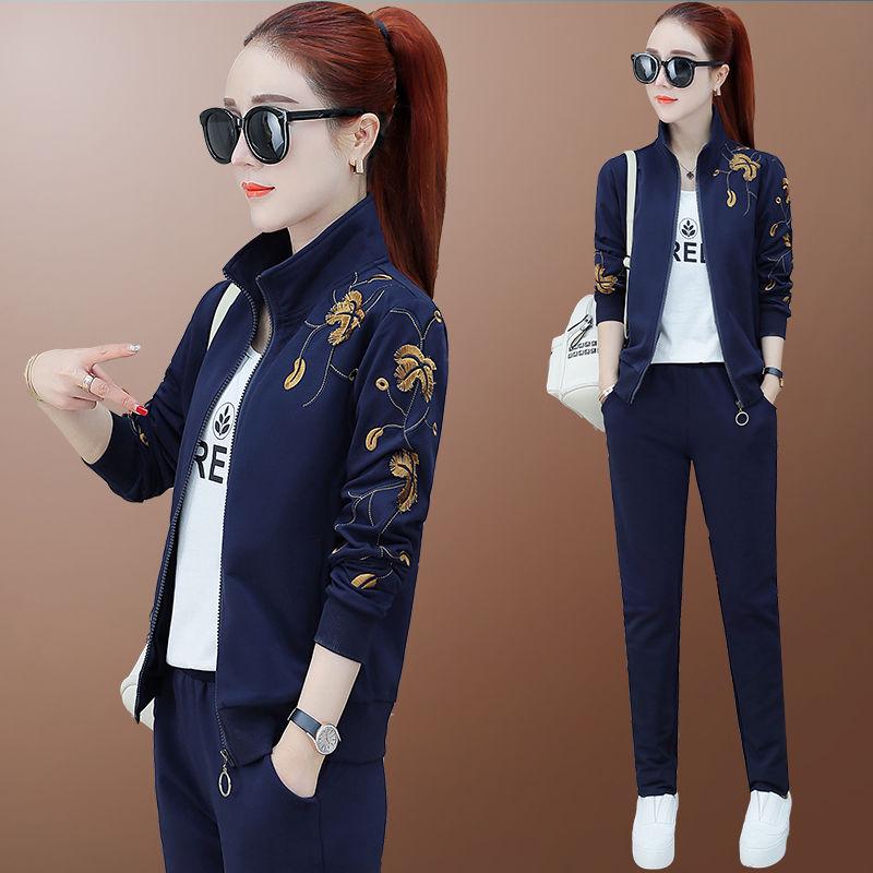 Women's 2pcs Set Wild Long-Sleeved Casual Sweatshirt Set Large Size Spring And Autumn