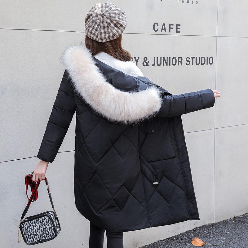 Winter Fur Collar Women's Cotton-padded Jacket Mid-length Slim-fit Padded Jacket Thickened Fashion Slim Coat