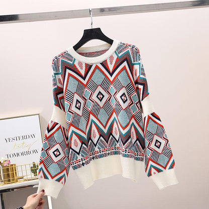 Women Loose Fall Winter Sweater Long Sleeve Knitted Casual Tops