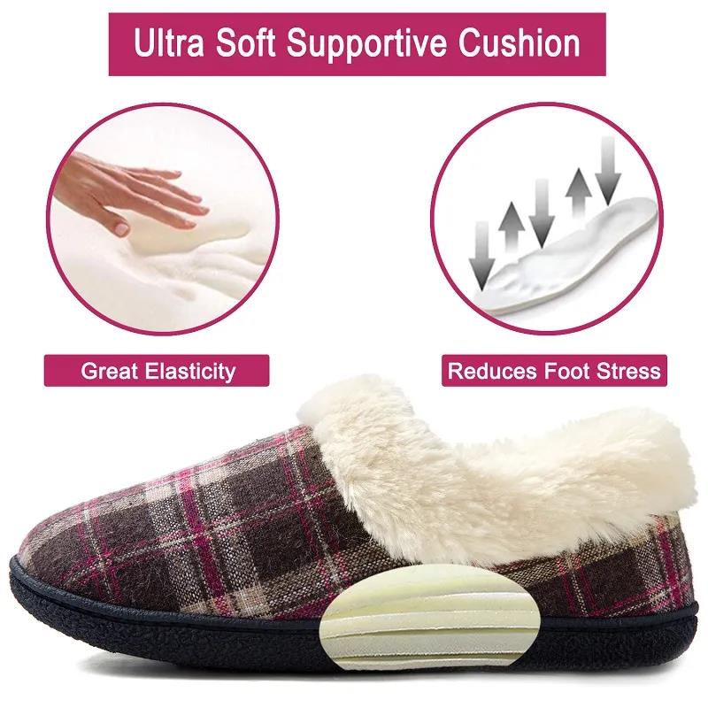 Warm and Comfortable Winter Cotton Shoes Memory Foam Thick and Velvet Flat Shoes