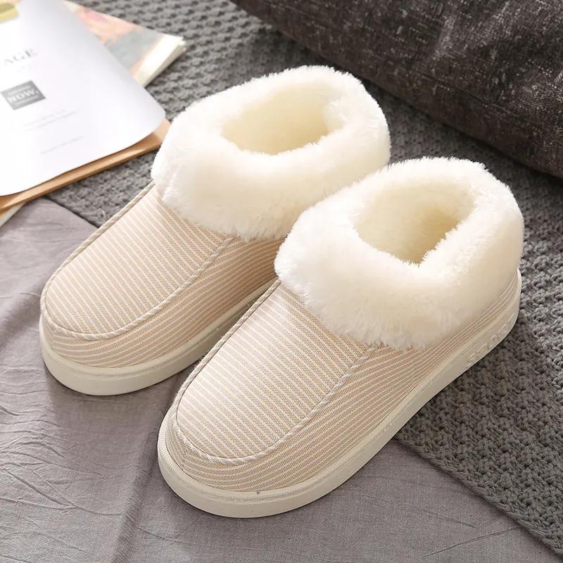 Cotton Slippers Keep Warm Autumn and Winter Pregnant Women's Bedroom Shoes Men and Women Couples Postpartum Bag Plus Velvet Thick Winter