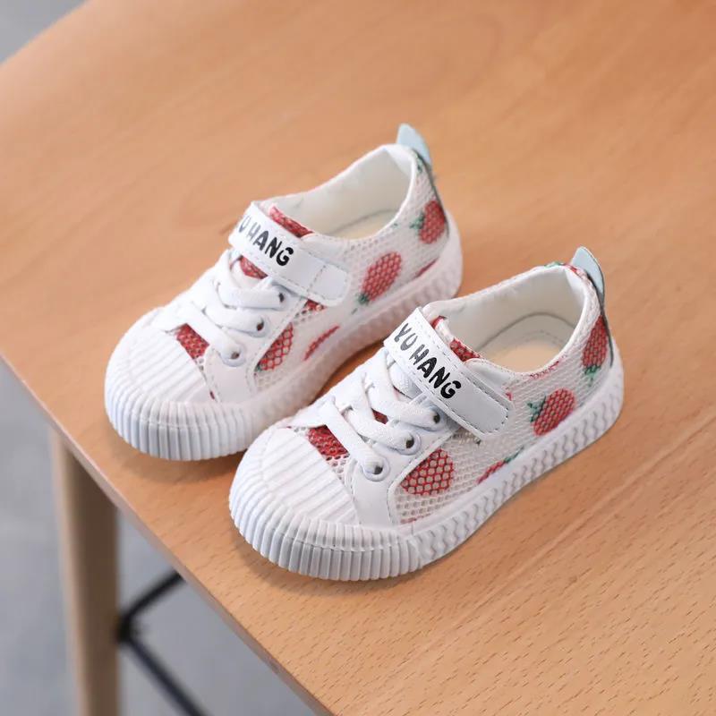 Summer Children's Board Shoes Boys and Girls Strawberry Pineapple Sneakers Middle and Small Children Single Mesh Hollow Casual Shoes